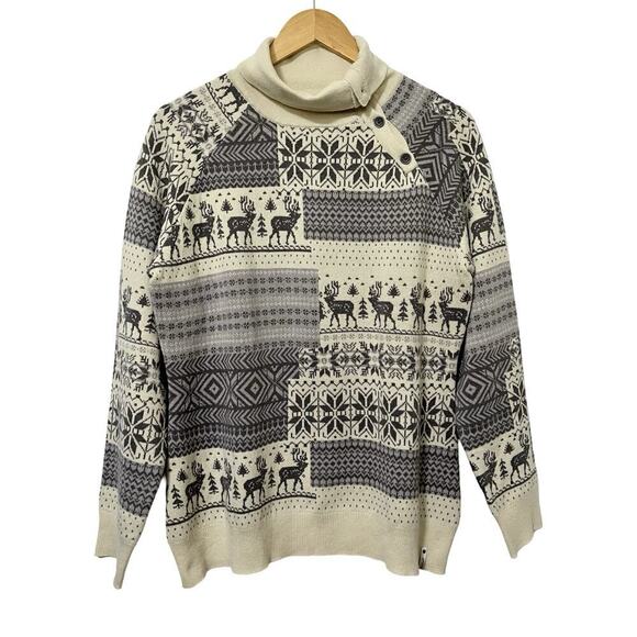 Woolrich Sweaters - Woolrich Womens Reindeer Knit Cotton Turtleneck Sweater Size M Nordic Holiday‎